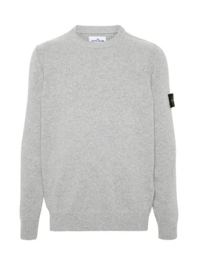 Logo Patch Lambswool Crewneck Knit Top Melange Grey - STONE ISLAND - BALAAN 2