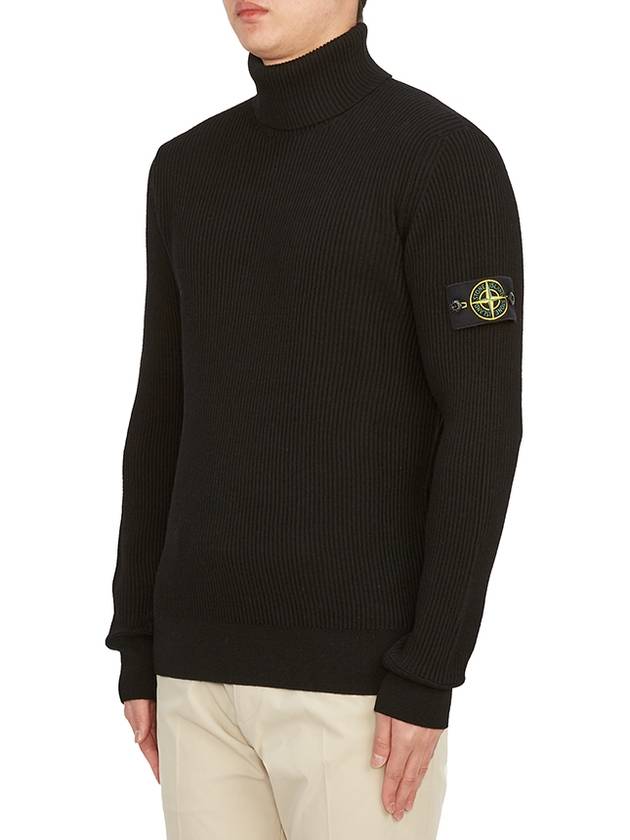 Men's Logo Patch Turtleneck Black - STONE ISLAND - BALAAN 3