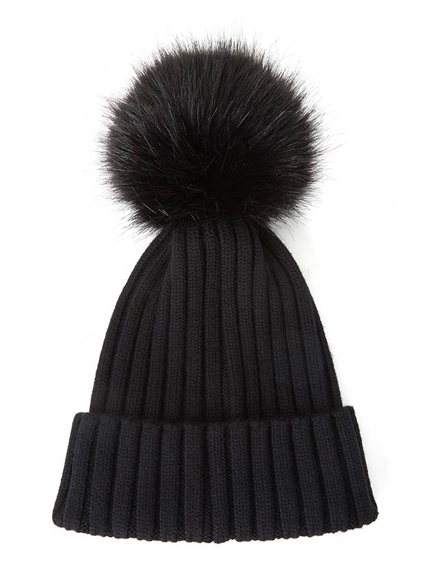 Pom-Pom Detail Wool Beanie Black - MONCLER - BALAAN 3