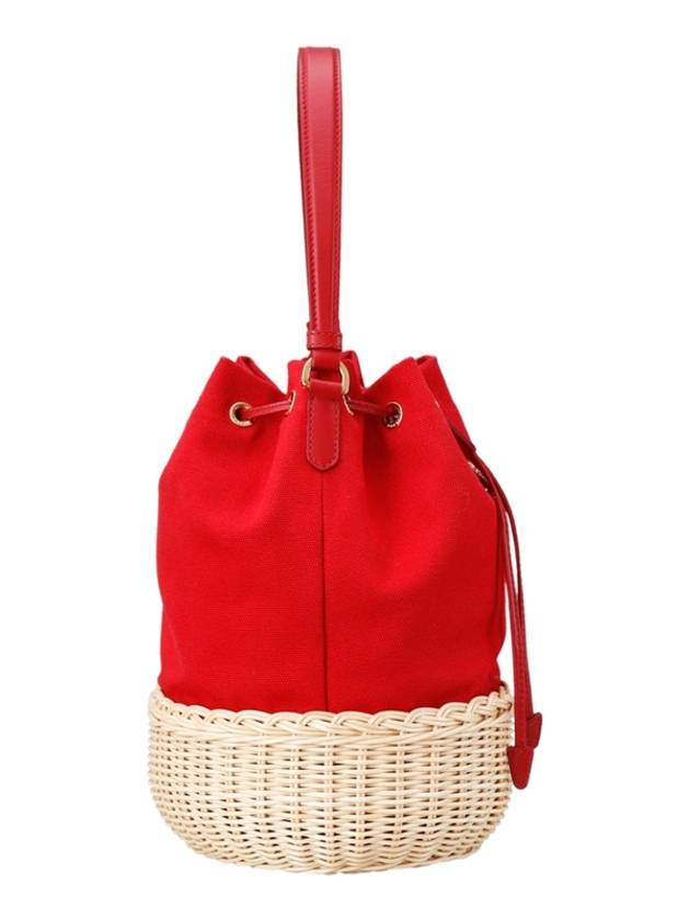 Hemp Triangle Logo Basket Mini Bucket Bag Red - PRADA - BALAAN 5