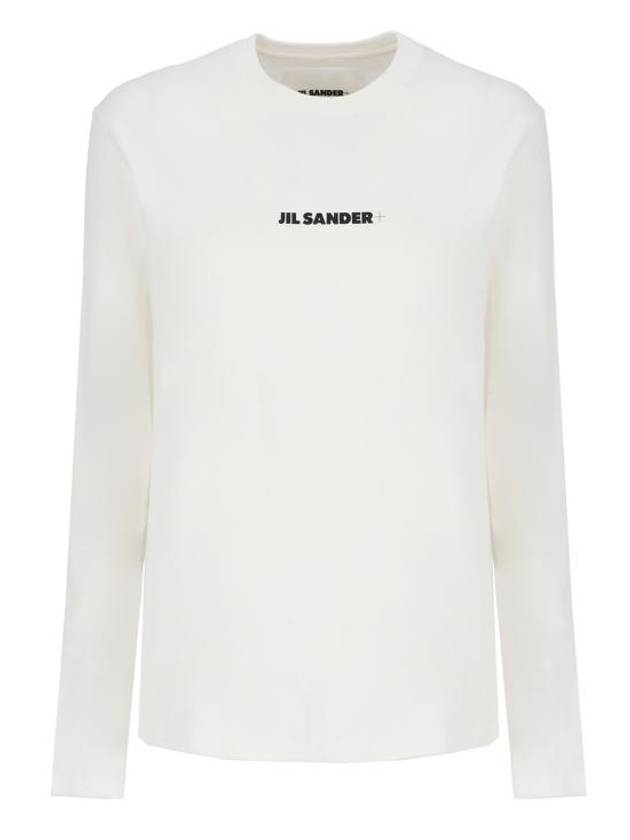 Logo Print Cotton Long Sleeve T-Shirt White - JIL SANDER - BALAAN 2