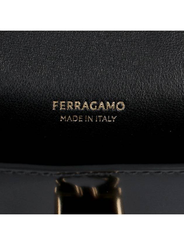 Women's Logo Closure Card Wallet Black - SALVATORE FERRAGAMO - BALAAN 8