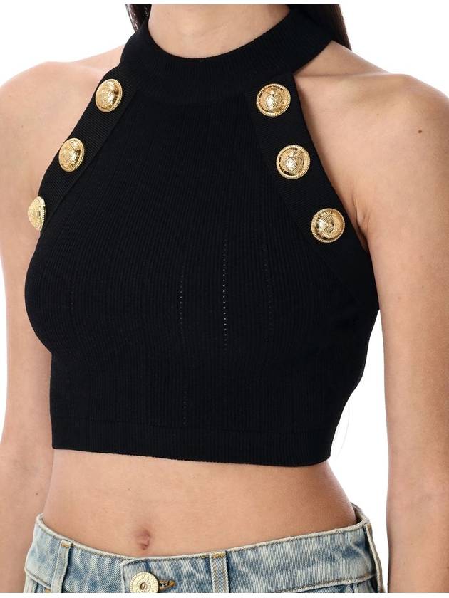 Balmain 6-Button Knit Halterneck Top - BALMAIN - BALAAN 3