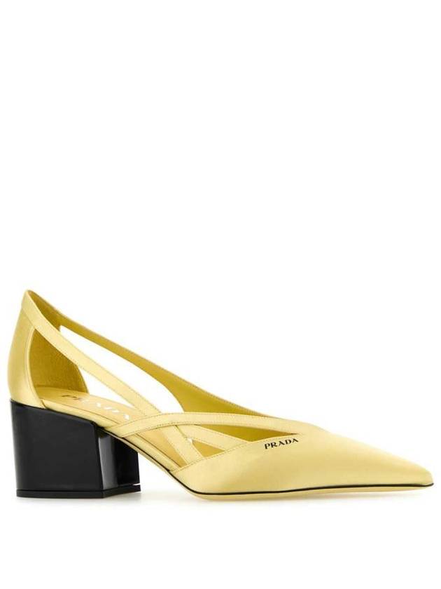 satin cutout pumps heel lemon yellow - PRADA - BALAAN 3