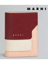 Saffiano Leather Color Block Half Wallet Red - MARNI - BALAAN 3