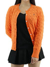 Women's Embroidered Logo Pony Cable Cardigan Orange - POLO RALPH LAUREN - BALAAN 2