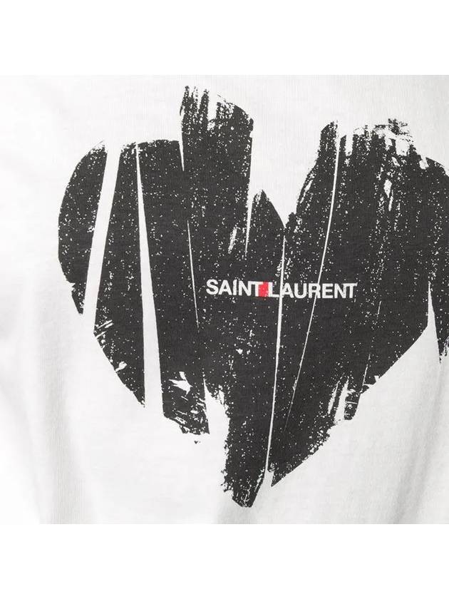 Heart Print Short Sleeve T-Shirt White - SAINT LAURENT - BALAAN 8