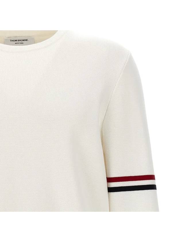 Men's Milan Stitch Armband Crew Neck Knit Top White - THOM BROWNE - BALAAN 5