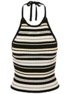 Future Halterneck Viscose Rib Sleeveless Black White - GANNI - BALAAN 2