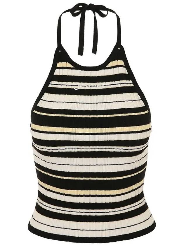 Future Halterneck Viscose Rib Sleeveless Black White - GANNI - BALAAN 2