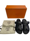 Hermes Chypre H Logo Calfskin Sandals Black - HERMES - BALAAN 8