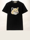 Big Pastel Fox Patch Cotton Short Sleeve T-Shirt Black - MAISON KITSUNE - BALAAN 2