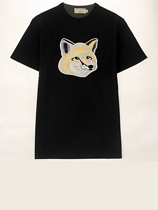 Big Pastel Fox Patch Cotton Short Sleeve T-Shirt Black - MAISON KITSUNE - BALAAN 2