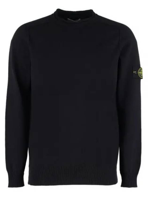 Logo Patch Crewneck Knit Top Black - STONE ISLAND - BALAAN 2