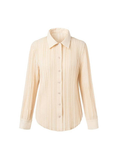 Women's Corn Pleated Romantic Shirt Ivory - MONPLISSE - BALAAN 1