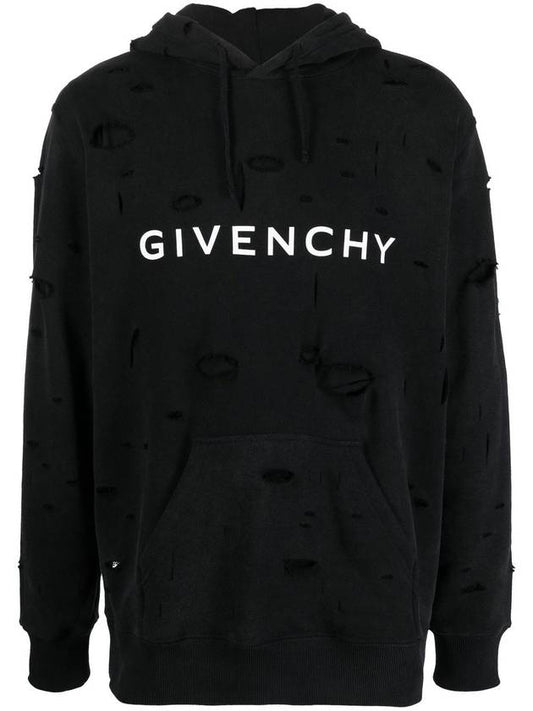 Classic Fit Hole Hoodie Black - GIVENCHY - BALAAN 1