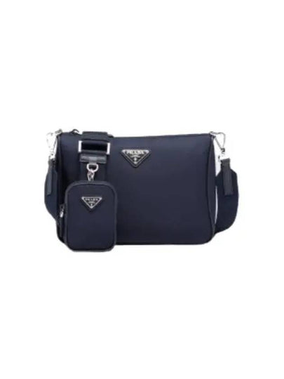 Triangle Logo Re-Nylon Saffiano Leather Shoulder Bag Midnight Blue - PRADA - BALAAN 2