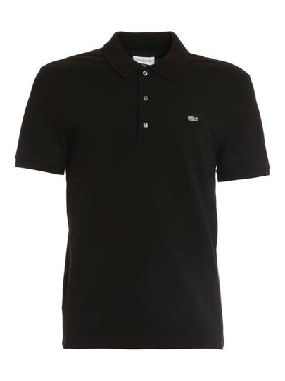 Logo Patch Slim Fit Polo Shirt Black - LACOSTE - BALAAN 2