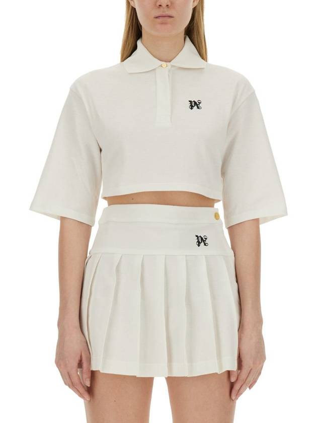 PA Monogram Crop Polo Top PWGB012S24FAB0010310 - PALM ANGELS - BALAAN 2