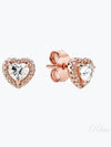 Sparkling Elevated Heart Stud Earrings Rose Gold - PANDORA - BALAAN 2