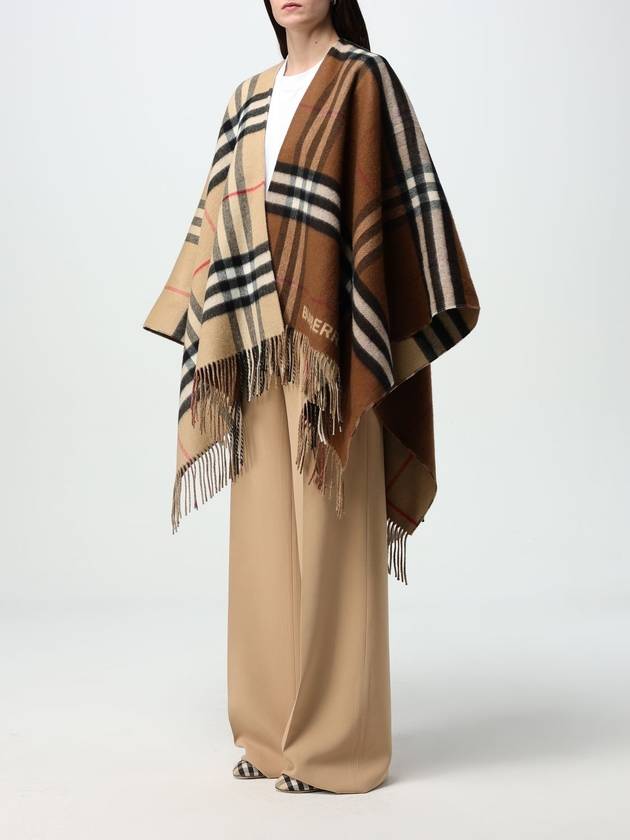 Contrast Check Wool Cashmere Cape Brown - BURBERRY - BALAAN 5