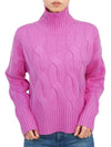 Women's Relaxed Fit Wool Cashmere Turtleneck Pink - MAX MARA - BALAAN.