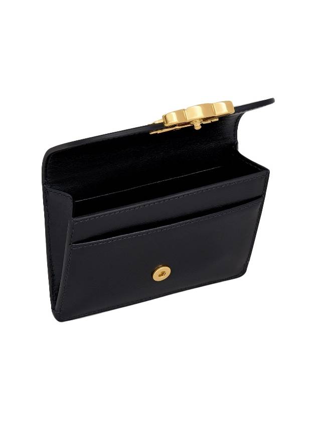 Triomphe Shiny Calfskin Flap Card Wallet Black - CELINE - BALAAN 5