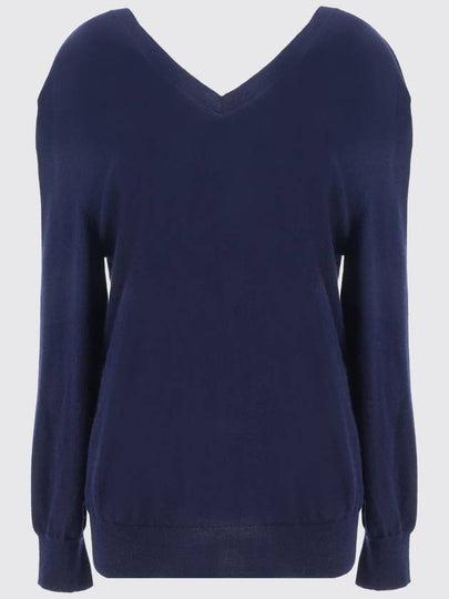 V neck cashmere knit top navy - PRADA - BALAAN 2