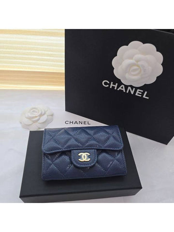 Classic Tok Card Wallet Navy Blue AP0214 - CHANEL - BALAAN 1