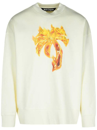 Palm Angels Burning Crew Neck Sweatshirt Off White - PALM ANGELS - BALAAN 2