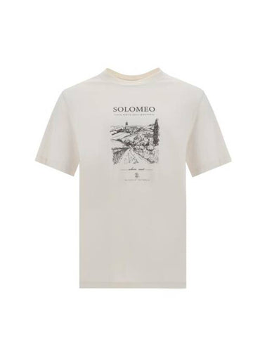 Solomeo Print Short Sleeve T-Shirt White - BRUNELLO CUCINELLI - BALAAN 1