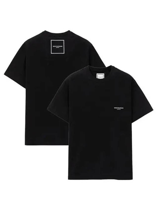 Square Patch Logo Short Sleeve T-Shirt Black - WOOYOUNGMI - BALAAN 2