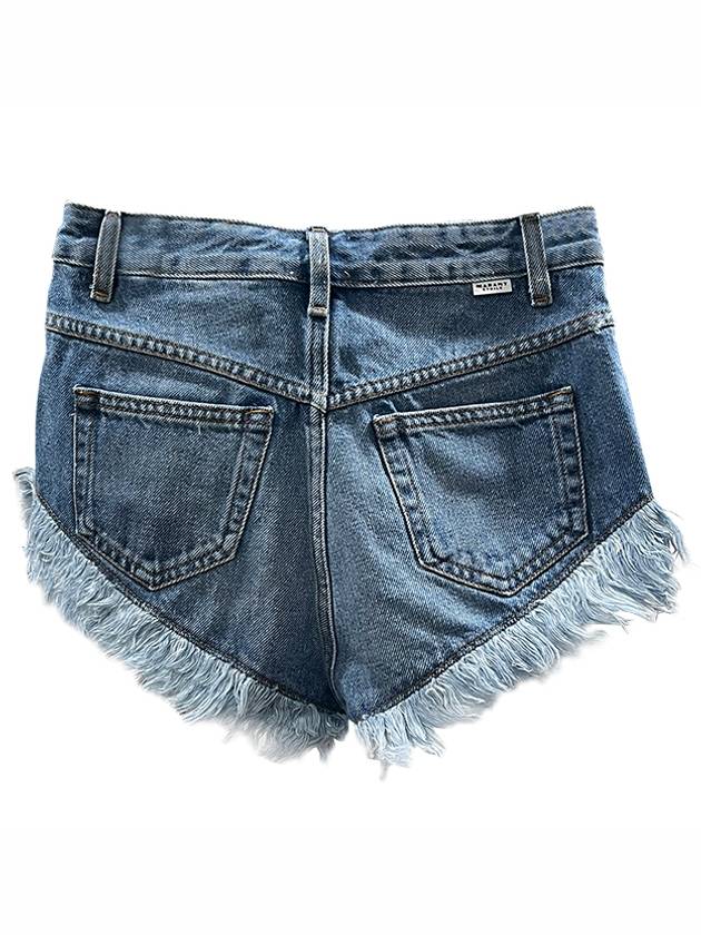 Fringe Trimmed Denim Shorts Blue - ISABEL MARANT ETOILE - BALAAN 4