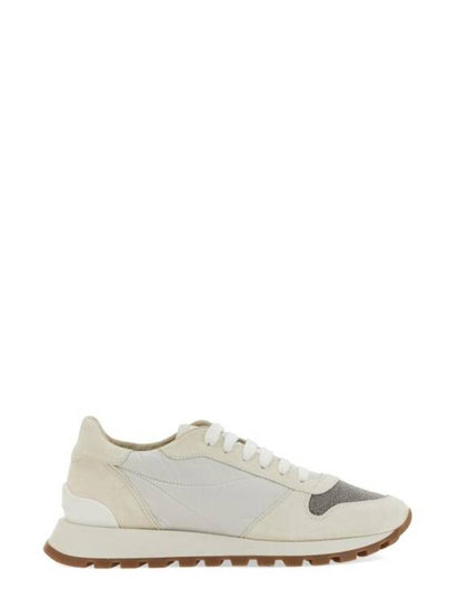 Suede Techno Fabric Runner Low Top Sneakers White - BRUNELLO CUCINELLI - BALAAN 2