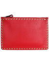 Rockstud Zipper Clutch Bag Red - VALENTINO - BALAAN 1