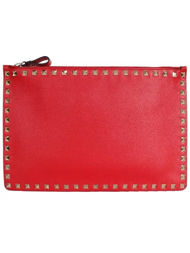 Rockstud Zipper Clutch Bag Red - VALENTINO - BALAAN 1