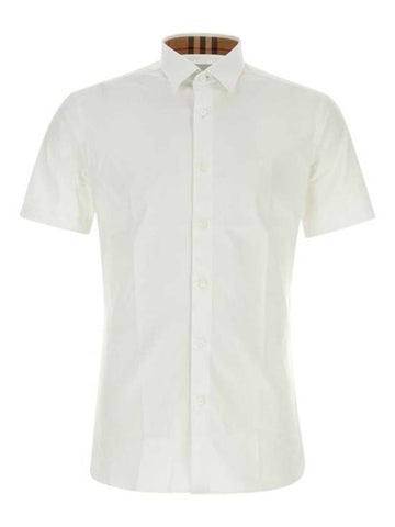 Men's Logo Cotton Short Sleeve Shirt White - BURBERRY - BALAAN 1