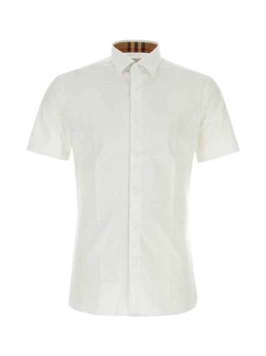 Men's Logo Cotton Short Sleeve Shirt White - BURBERRY - BALAAN 1