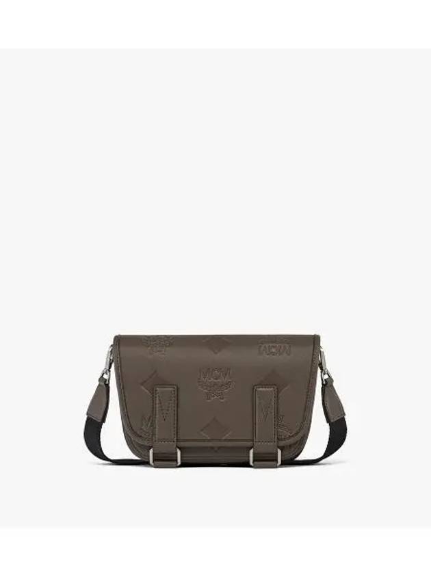 Aren Maxi Monogram Mini Leather Messenger Bag Grey - MCM - BALAAN 2