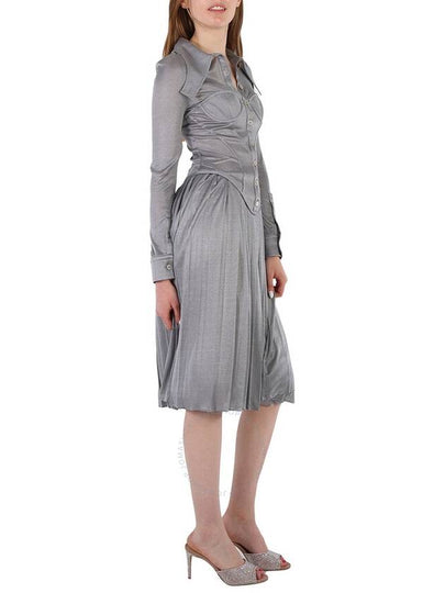 Burberry Grey Melange Marcella Pleated Jersey Corset Dress, Brand Size 4 (US Size 2) - BURBERRY - BALAAN 2