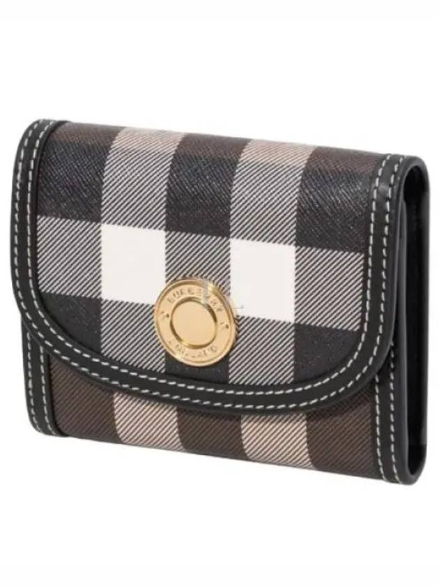 Check Print Leather Half Wallet Brown - BURBERRY - BALAAN 2