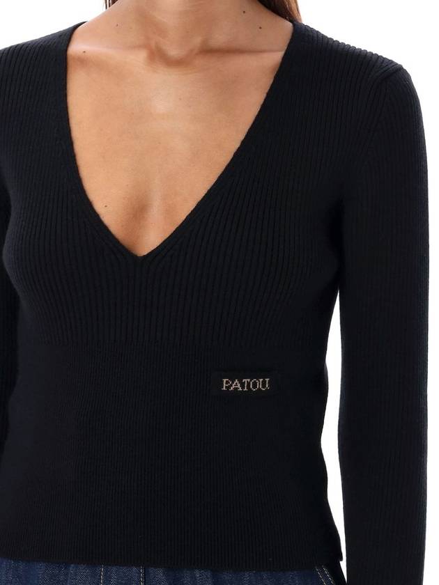 Patou V-Neck Knit Patch Logo - PATOU - BALAAN 3