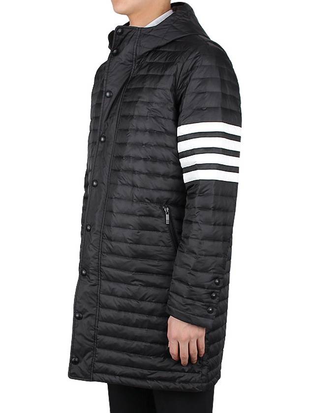 Men's 4 Bar Hooded Padding Black - THOM BROWNE - BALAAN 5