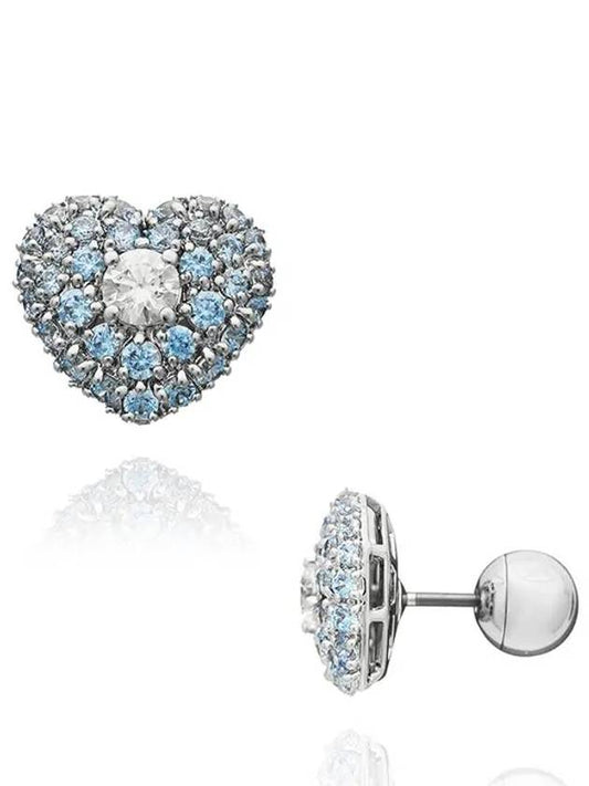 Idyllia Heart Stud Earrings Silver Blue - SWAROVSKI - BALAAN 2