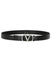 V Logo Signature Leather Belt Brown - VALENTINO - BALAAN 2