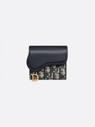 Saddle Lotus Oblique Jacquard Smooth Calfskin Wallet Blue - DIOR - BALAAN 2