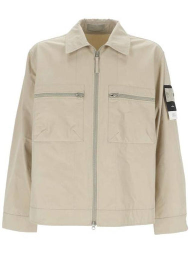 Cotton Canvas Zip-up Jacket Beige - STONE ISLAND - BALAAN 1