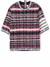 4 Bar Crew Neck Merino Mohair Knit Top Red - THOM BROWNE - BALAAN 2