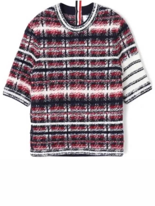 4 Bar Crew Neck Merino Mohair Knit Top Red - THOM BROWNE - BALAAN 2