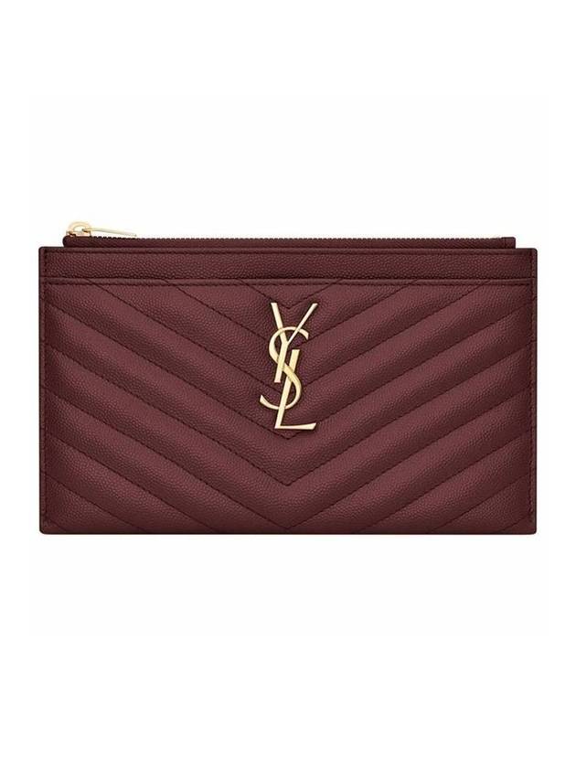 Monogram Quilted Clutch Bag Dark Red - SAINT LAURENT - BALAAN 1